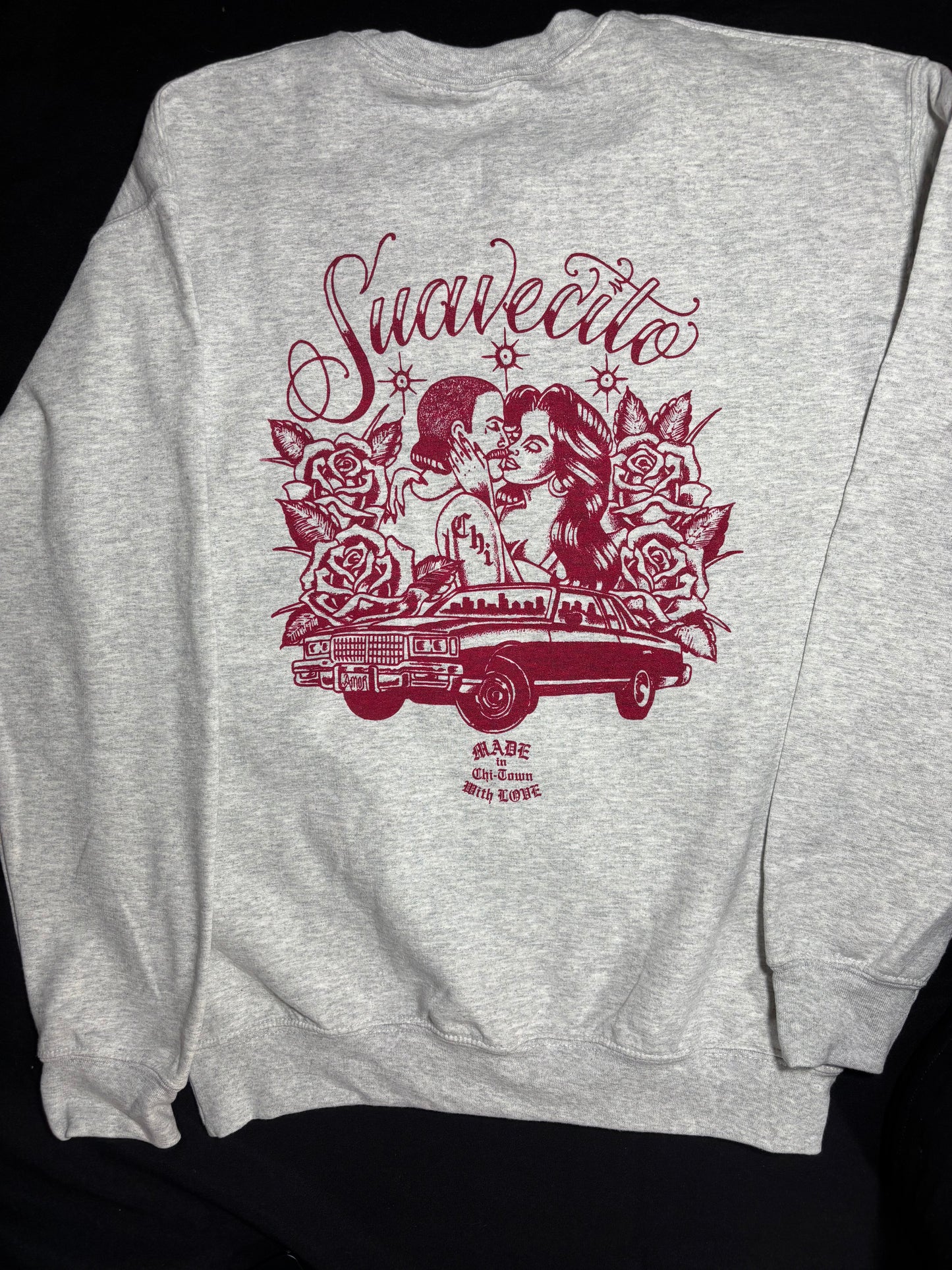 Suavecito Light Grey Cotton Crewneck by Made in Chi-Town With Love