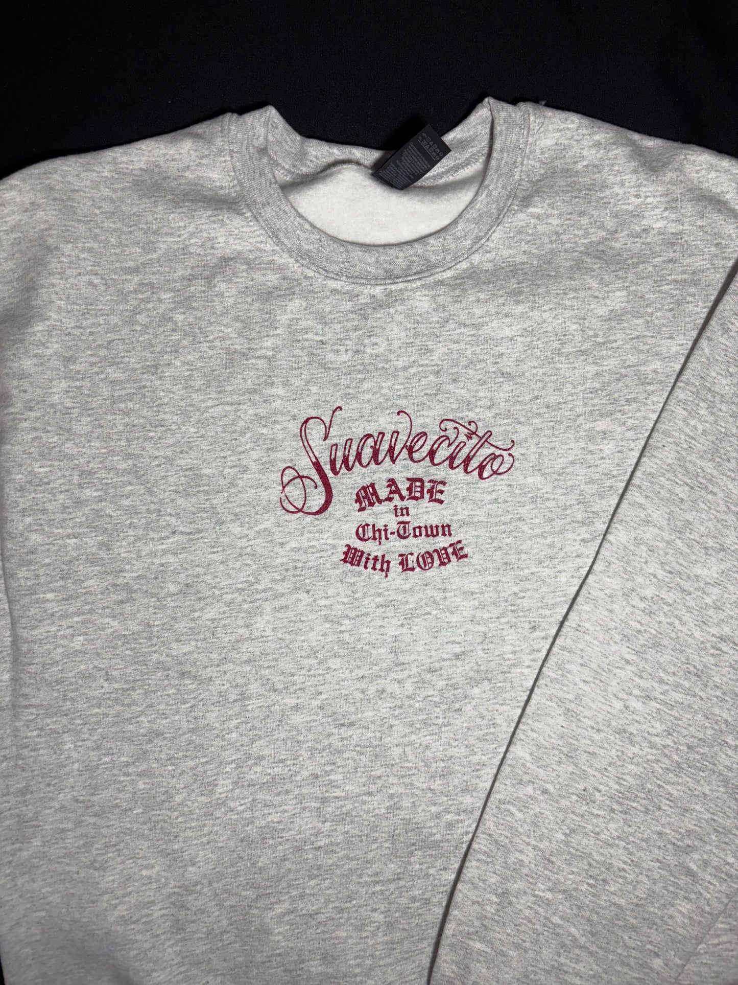 Suavecito Light Grey Cotton Crewneck by Made in Chi-Town With Love