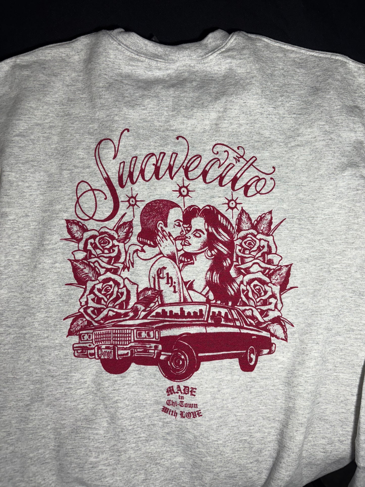 Suavecito Light Grey Cotton Crewneck by Made in Chi-Town With Love