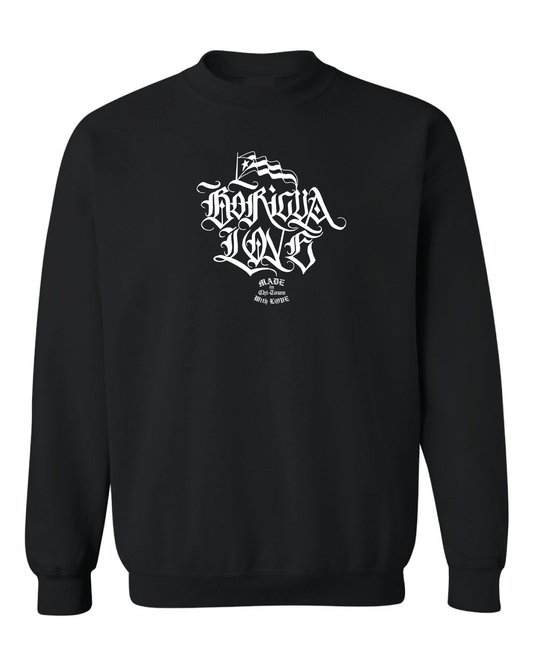 Boricua Love Cotton Black Crewneck by Made in Chi-Town With Love