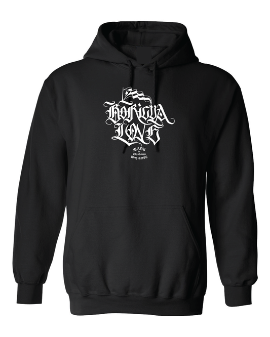 Boricua Love Black Cotton Hoodie by Made in Chi-Town with Love