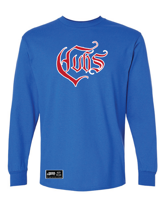 Da Cubs Major League Premium Cotton Blue Long Sleeve Tee by Made in Chi-Town With Love