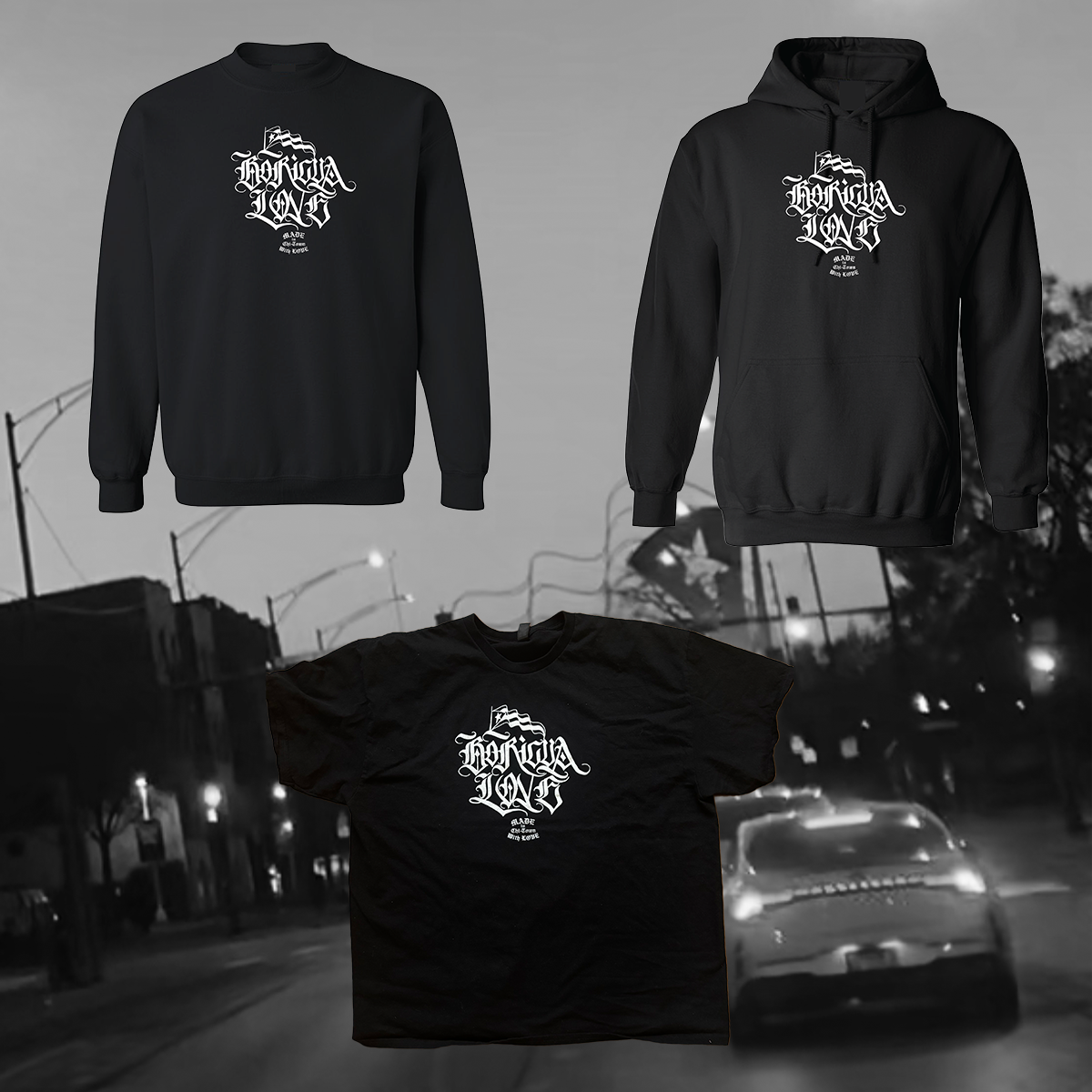 Boricua Love cotton black tee by Made in Chi-Town With Love